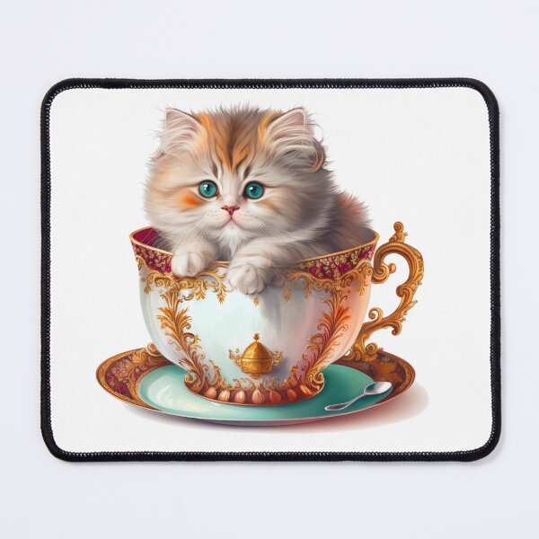 Item preview, Fluffy Kitten in Royal Tea Cup designed and sold by ImaginePrintsHQ.