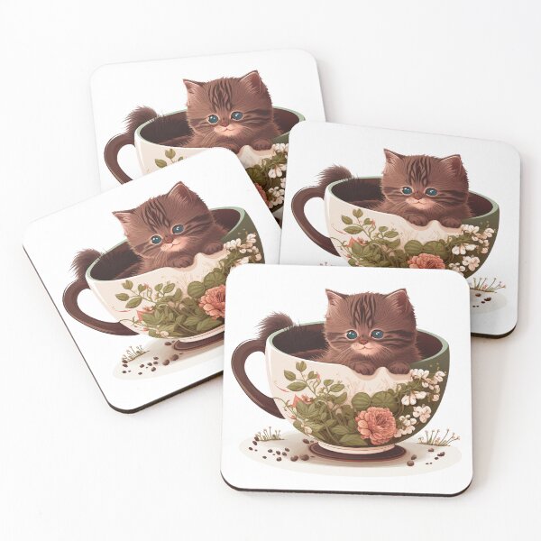 Item preview, Kitten in Floral Cup designed and sold by ImaginePrintsHQ.