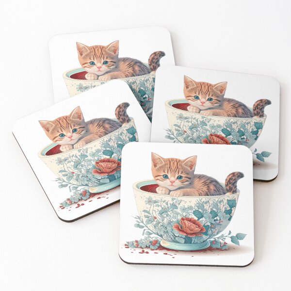 Item preview, Kitten in Floral Cup designed and sold by ImaginePrintsHQ.