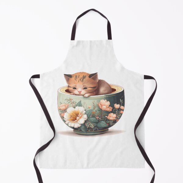 Item preview, Sleepy Kitten in Floral Cup designed and sold by ImaginePrintsHQ.