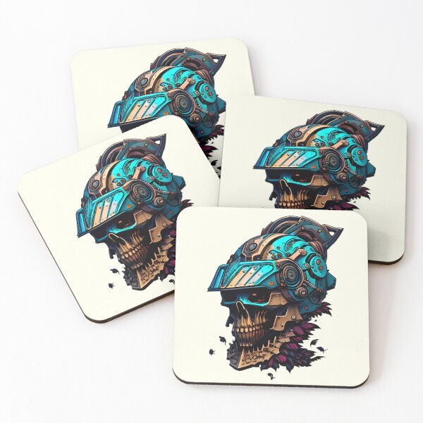 Item preview, The Mechanical Death - An Illustrated Portrait of a Skull in a Visored Helmet designed and sold by GalihDA.