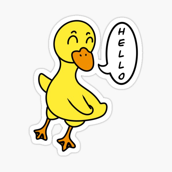 Pegatina «Lindo patito de dibujos animados dice hola» de Schandrew |  Redbubble