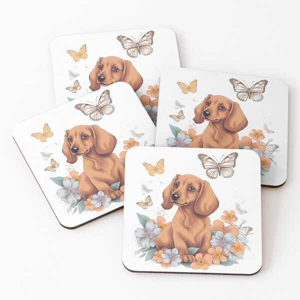 Item preview, Cute Dachshund with Flowers and Butterflies designed and sold by RobinTief.