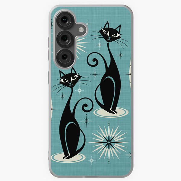 Item preview, Mid Century Meow Retro Atomic Cats on Blue designed and sold by cindyvoughn.