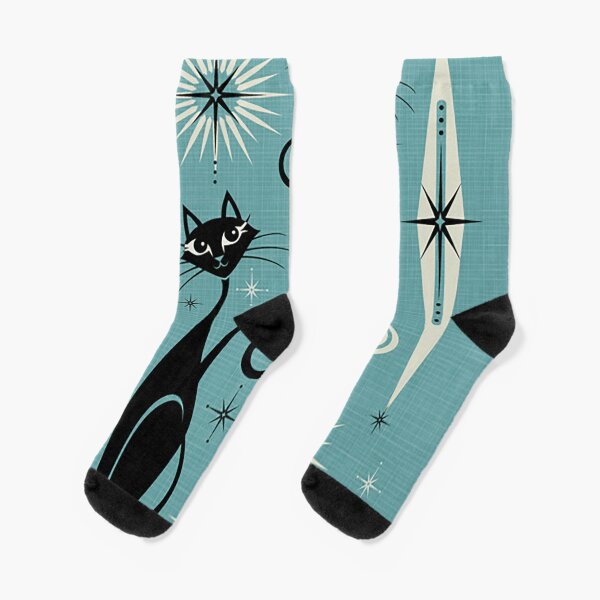Item preview, Mid Century Meow Retro Atomic Cats on Blue designed and sold by cindyvoughn.