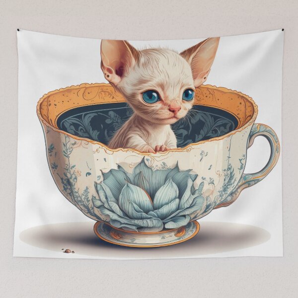 Item preview, Hairless Kitten in Tea Cup designed and sold by ImaginePrintsHQ.