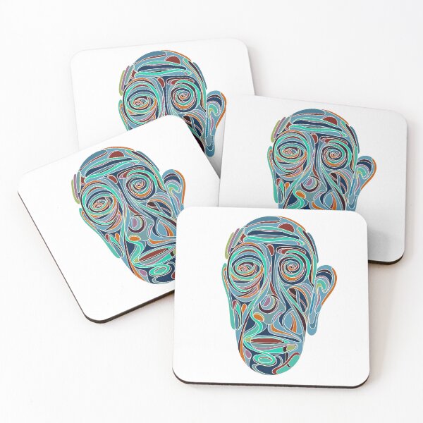 Item preview, Abstract face #15 the stare in blues and greens and a big ear designed and sold by DaveDanchuk.