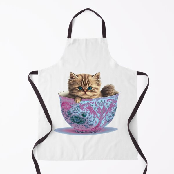 Item preview, Kitten in Purple Floral Cup designed and sold by ImaginePrintsHQ.