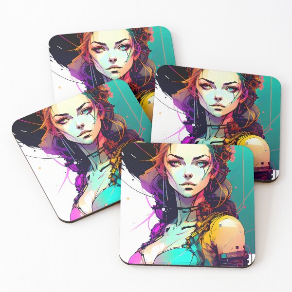 Item preview, Technicolor Dreams - An Illustration of a Cyberpunk Girl in Vibrant Hues designed and sold by GalihDA.