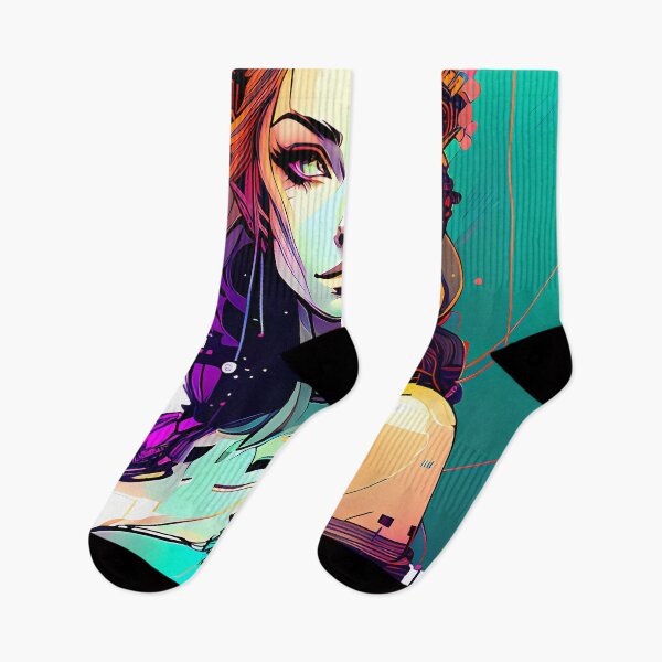 Item preview, Technicolor Dreams - An Illustration of a Cyberpunk Girl in Vibrant Hues designed and sold by GalihDA.