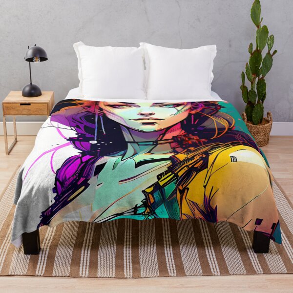 Item preview, Technicolor Dreams - An Illustration of a Cyberpunk Girl in Vibrant Hues designed and sold by GalihDA.