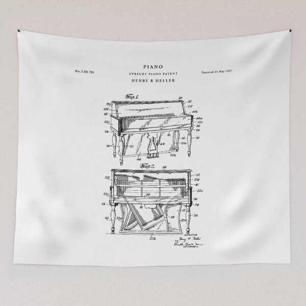 Item preview, Piano Patent Drawing Blueprint designed and sold by Vintago.