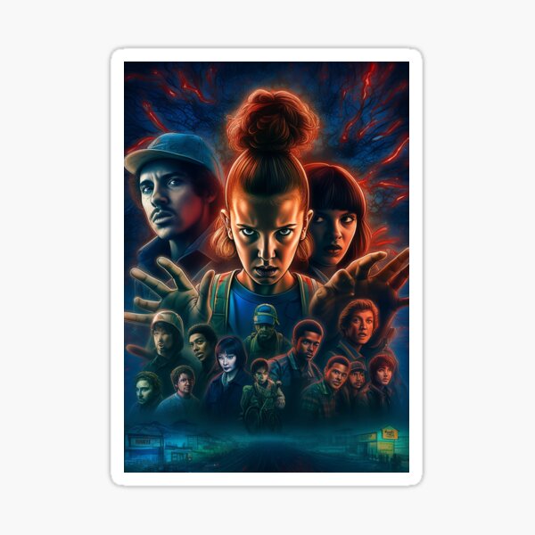 Item preview, AI Generated Stranger Things Netflix Futuristic Poster- Generative AI Art designed and sold by JuxtaJoy Studios.