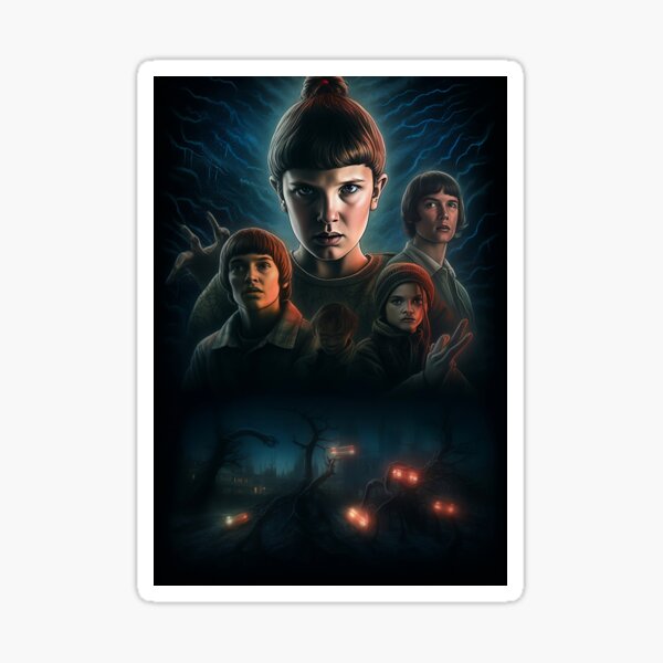 Item preview, Stranger Things Netflix AI Generated Futuristic Poster- Generative AI Art designed and sold by JuxtaJoy Studios.