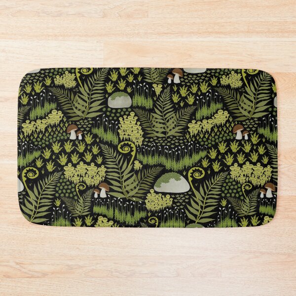 Item preview, Moss Garden on Black, trendy green seamless pattern designed and sold by anzelas.