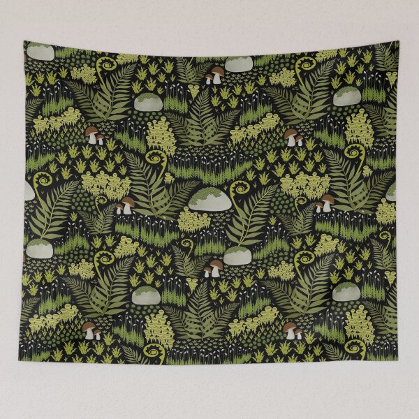 Item preview, Moss Garden on Black, trendy green seamless pattern designed and sold by anzelas.