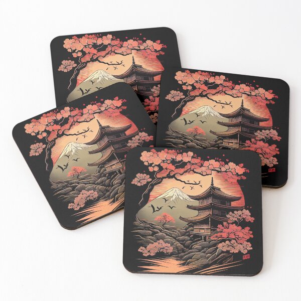 Aperçu de l'œuvre Architecture japonaise Nihon Kenchiku Cherry Blossom Graphic créée et vendue par SpookshowDesign.