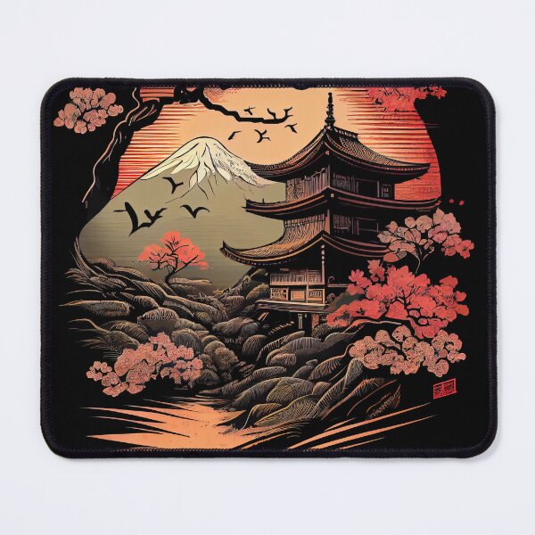 Item preview, Japanese Architecture Nihon Kenchiku Cherry Blossom Graphic designed and sold by SpookshowDesign.