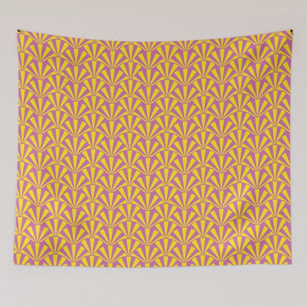 Item preview, Retro Sixties Overlapping Stripes Pattern, Pink and Yellow designed and sold by MadfishDesigns.