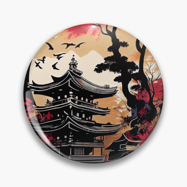 Artikelvorschau, Japanische Architektur Nihon Kenchiku Cherry Blossom Graphic entworfen und verkauft von SpookshowDesign.