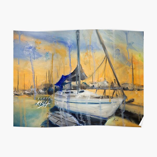 Sailboat at Sunset Painting by Scott Kish Poster