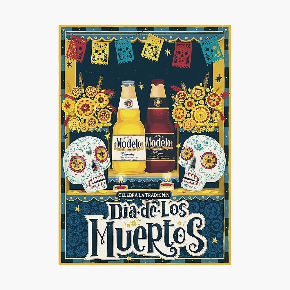 Beer Modelo dia de los muertos illustration