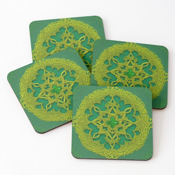 Item preview, Mandala Gold Emerald Green Gem Filigree - Mandalas designed and sold by internlvisions.