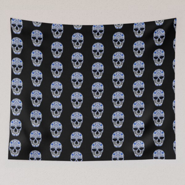 Item preview, Sugar skull with bliue designed and sold by CrazyFozBazaar.
