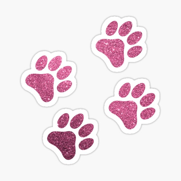 Cute Pink Glittery Paw Print 4 Pack for Dog Lovers Sticker for Sale by  8PawsStudio