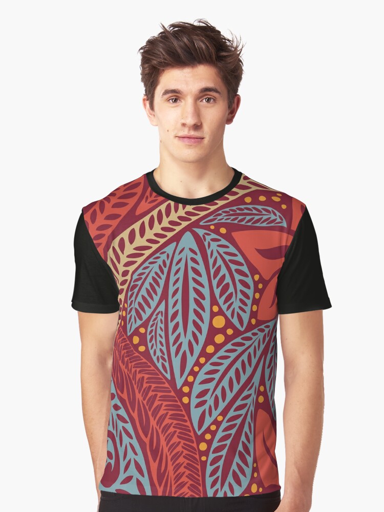 Wholesale Polynesian Tribal Tattoo Print Short Sleeve O-Neck