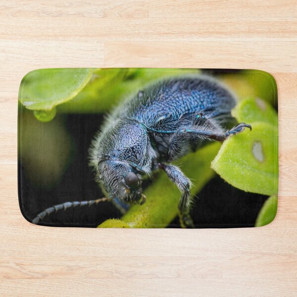 Item preview, A metallic blue leaf beetle! (Trichochrysea hirta) relaxing on the petiole  designed and sold by AvonPerception.