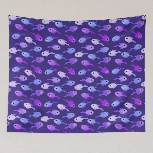 Item preview, Fluffy purple fish at night  designed and sold by QuirkyCraftz.