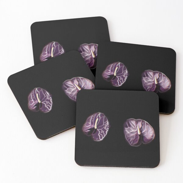 Item preview, Anthurium Plant Water Painting violet (black background) designed and sold by xsaxsandra.