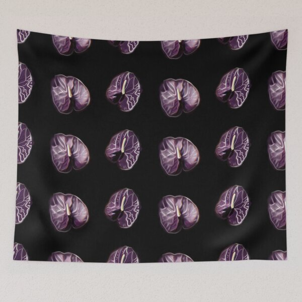 Item preview, Anthurium Plant Water Painting violet (black background) designed and sold by xsaxsandra.