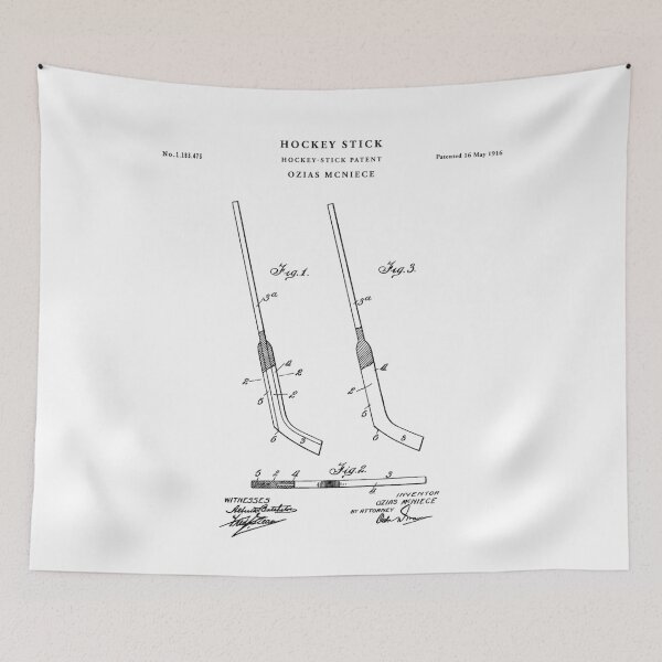 Item preview, Hockey Stick Patent Drawing Blueprint designed and sold by Vintago.