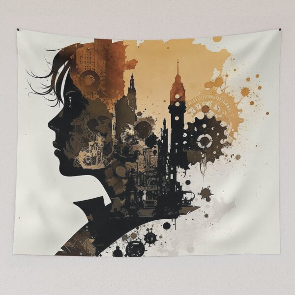Item preview, Silhouettes of Steampunk Cityscape #16 designed and sold by MindAsylum.