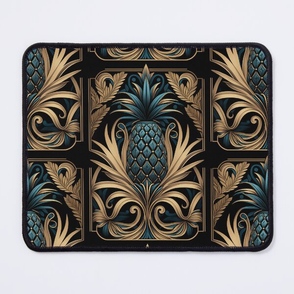 Item preview, Art Deco Exotic Pineapple Pattern Turquoise Teal Gold  designed and sold by artsandsoul.