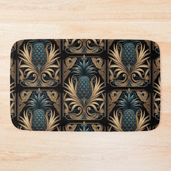 Item preview, Art Deco Exotic Pineapple Pattern Turquoise Teal Gold  designed and sold by artsandsoul.