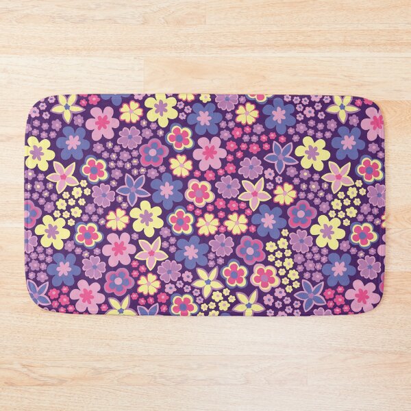 Item preview, Purple 60s retro flower power, retro purpl, pink, pastel yellow, 60s groovy pattern, hippie flowers designed and sold by blomastudios.