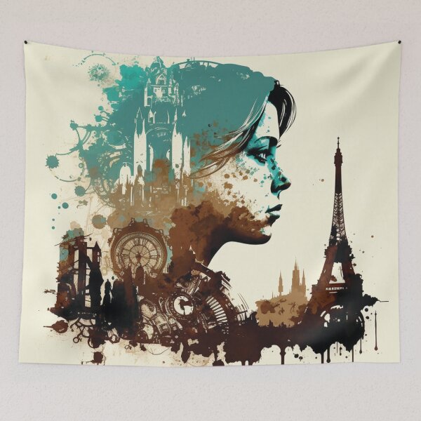 Item preview, Silhouettes of Steampunk Cityscape #11 designed and sold by MindAsylum.