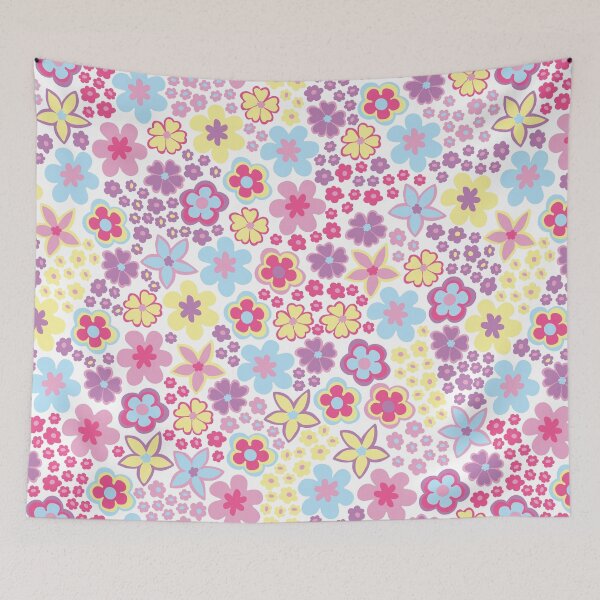 Item preview, Pastel 60s retro flower power, purple, pink, pastel yellow, 60s groovy pattern, hippie flowers designed and sold by blomastudios.