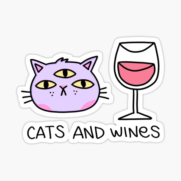 Gatos y vinos Pegatina