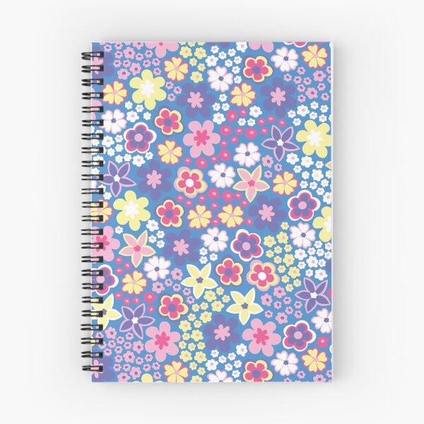 Item preview, Blue Pastel 60s retro flower power, purple, pink, pastel yellow, 60s groovy pattern, hippie flowers designed and sold by blomastudios.