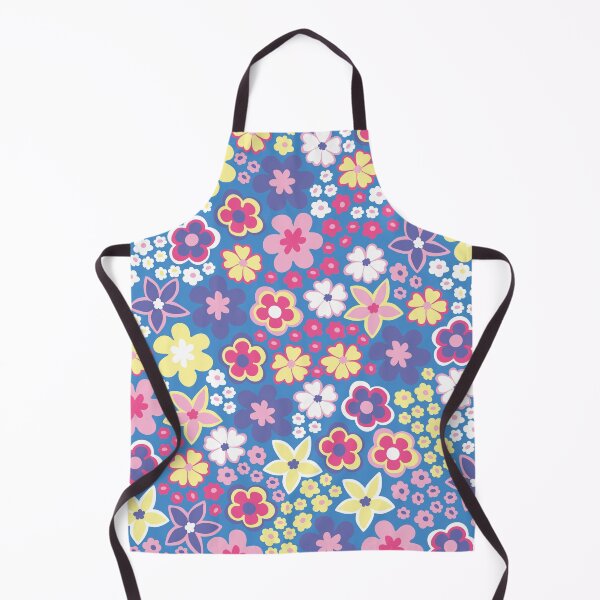 Item preview, Blue Pastel 60s retro flower power, purple, pink, pastel yellow, 60s groovy pattern, hippie flowers designed and sold by blomastudios.