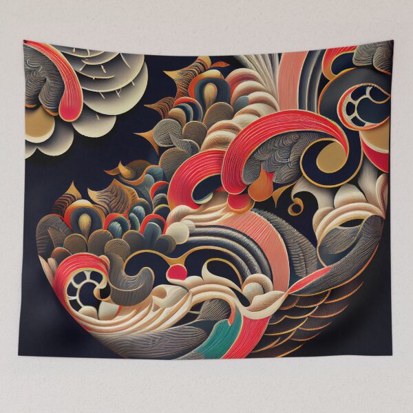 Item preview, Flowing Asian Pattern Digital Painting designed and sold by CodeAndColors.