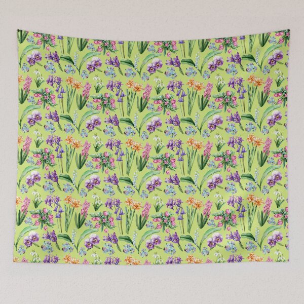 Item preview, Spring Flowers Pattern Green designed and sold by Katariina Purru.