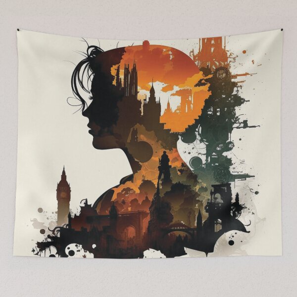 Item preview, Silhouettes of Steampunk Cityscape #2 designed and sold by MindAsylum.