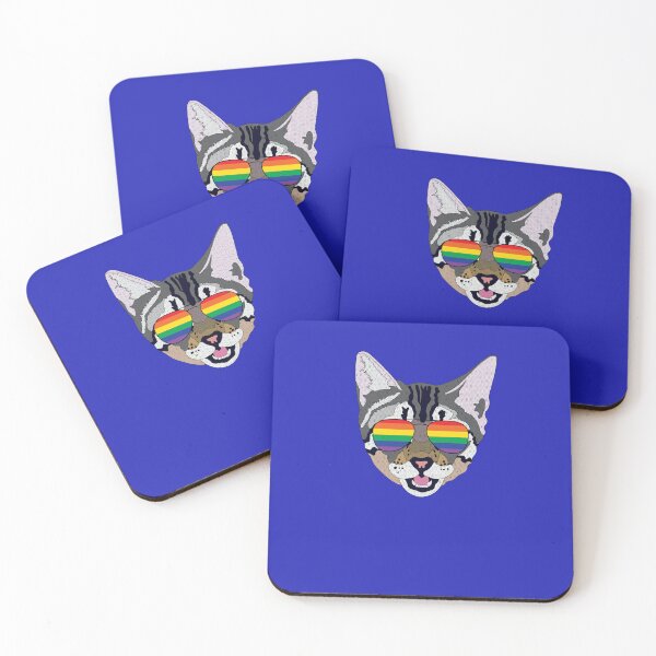 Item preview, Funny Cat Rainbow Sunglasses Gay LGBT Flag designed and sold by Lightfield.