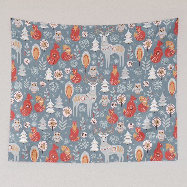 Item preview, Seamless pattern with winter forest, deer, owl and Fox. The Scandinavian style.  designed and sold by Skaska.