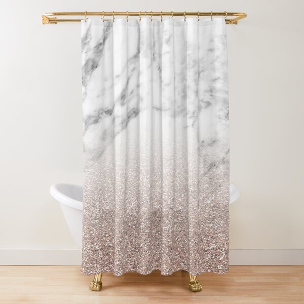 Rose gold glitter on marble Shower Curtain